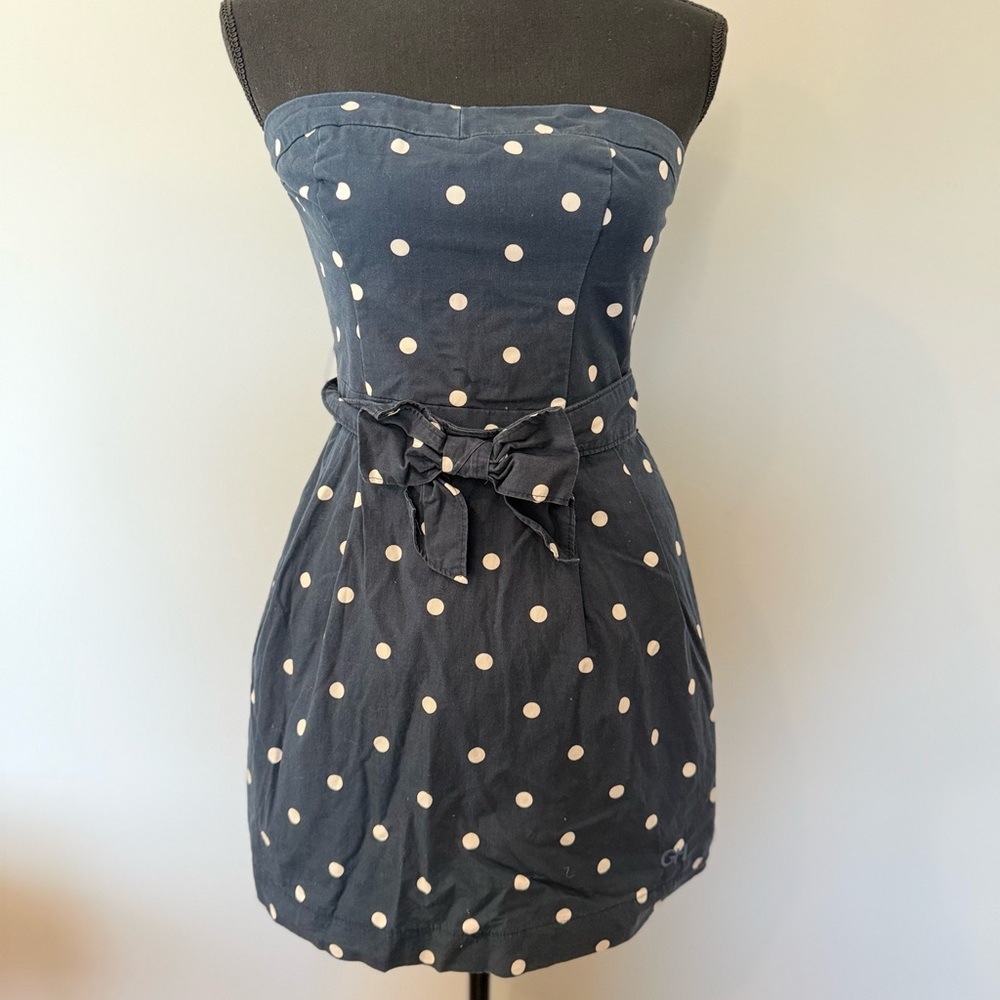 G.H. Bass & Co. Navy Strapless Dress with White Polka Dots